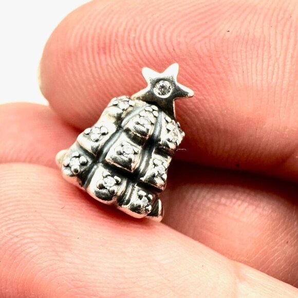 Pandora Pave Christmas Tree Charm 925 ALE Sterling Silver - Picture 4 of 4